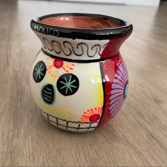 Mexican ceramic pitcher / mug with multicolor Talavera designs - Picture 2 of 9
